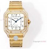 THB Factory Cartier Santos de Middle East Extra-Thin 39.8mm Gold Watches Ice Out Santos